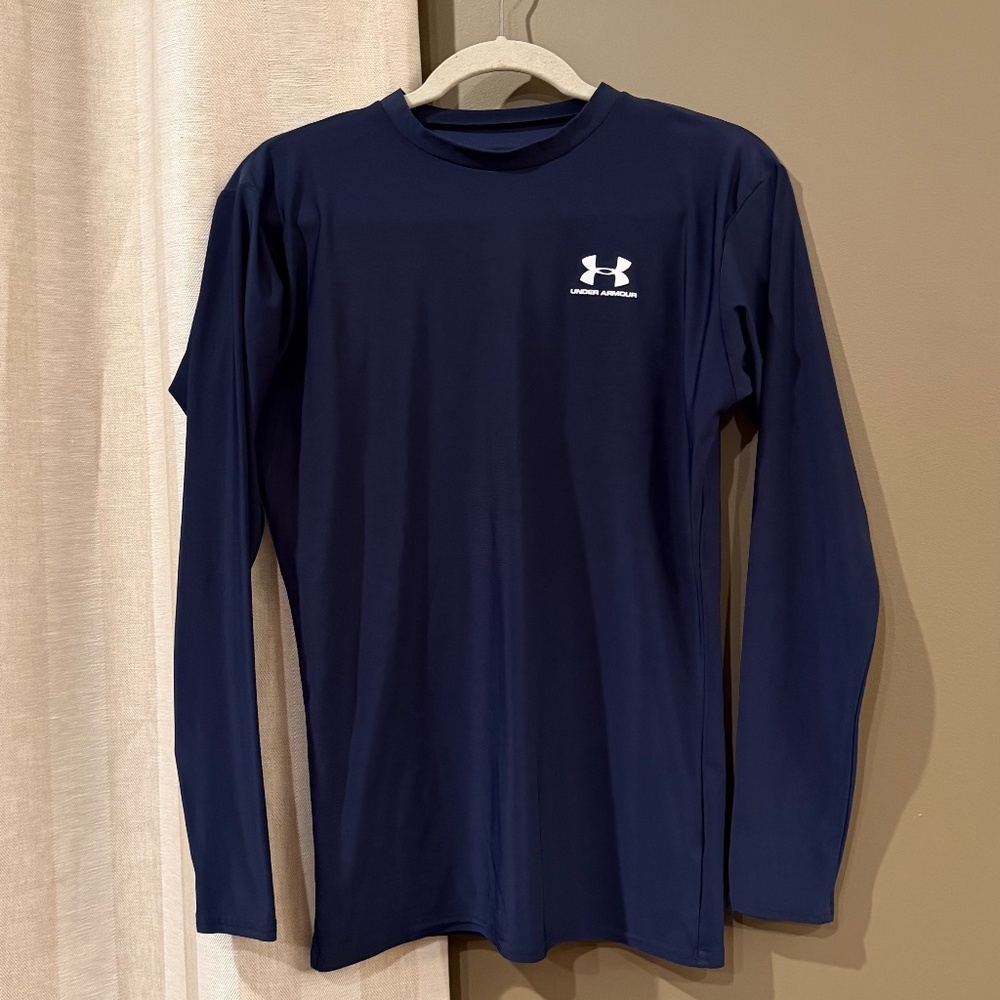 Under Armour Men's Navy Blue Heatgear Compression Long Sleeve Shirt, Size XL
